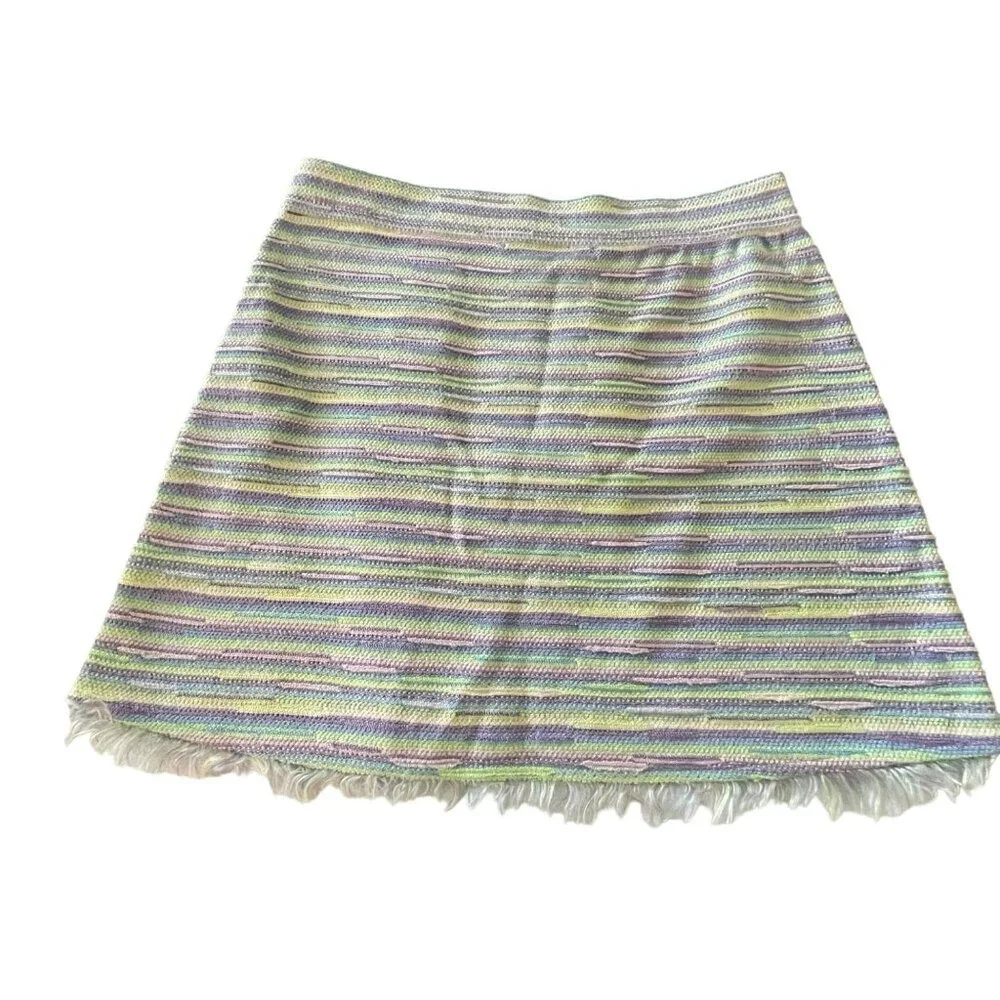 Paola Bernardi Nanda Striped Fringe Hem Mini Skirt Size P / S